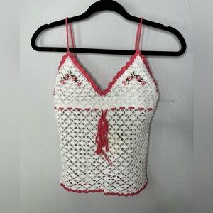 NWT Kroshetta By Papillon Crochet Top Small Y2K Festival Boho Floral